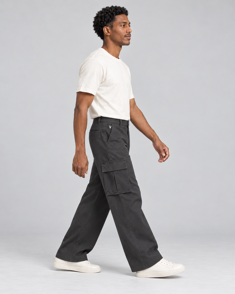 CITY SIGNAL Men's Transit Wide Cargo Trousers — Charcoal, View 4