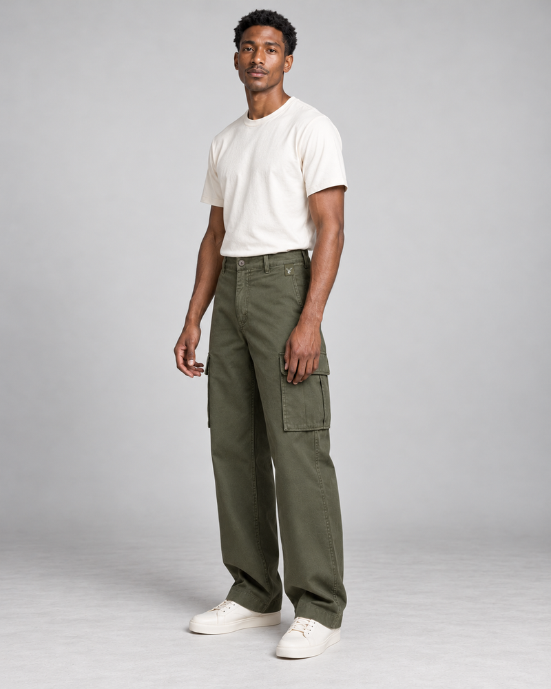 CITY SIGNAL Men's Transit Wide Cargo Trousers — Dark Olive, View 3