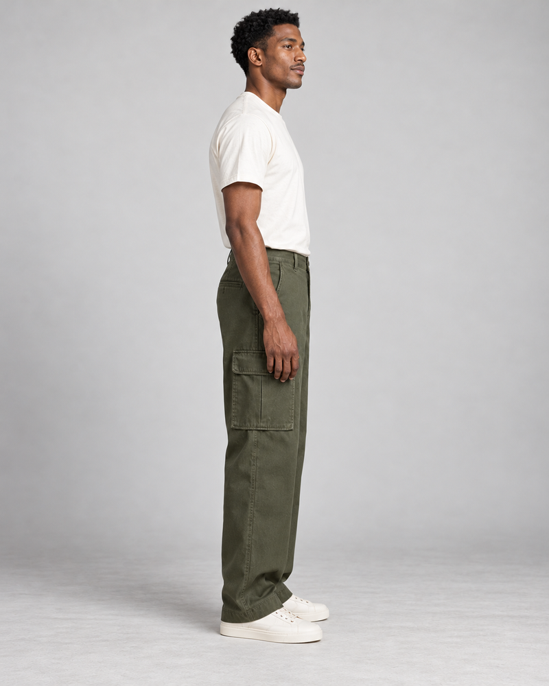 CITY SIGNAL Men's Transit Wide Cargo Trousers — Dark Olive, View 4