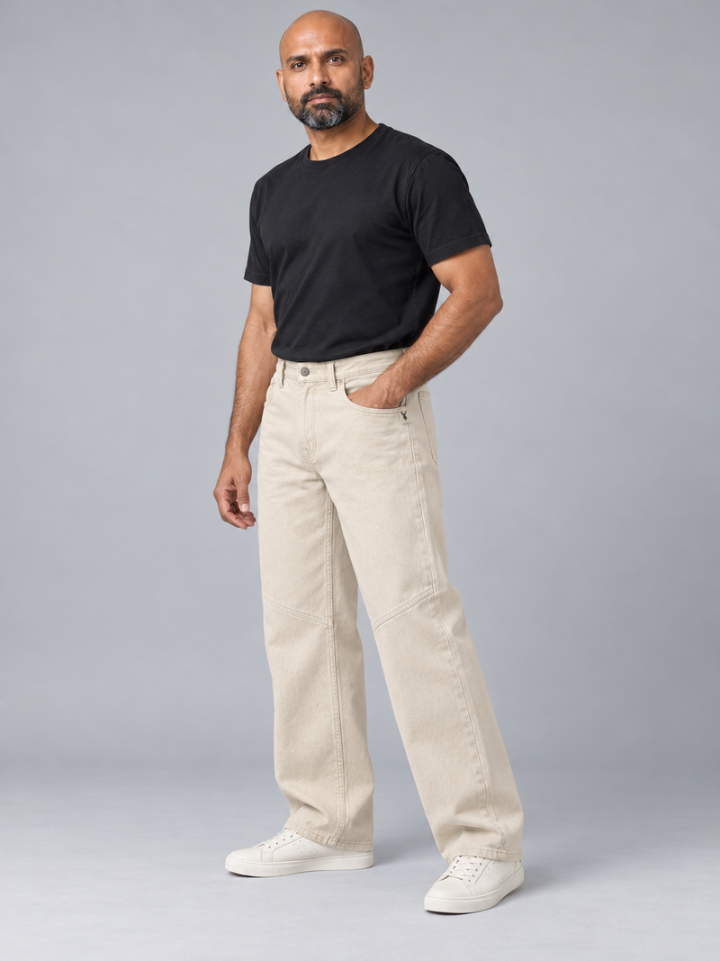 CITY SIGNAL Men's Crossline Panel Jean — Ecru, View 3