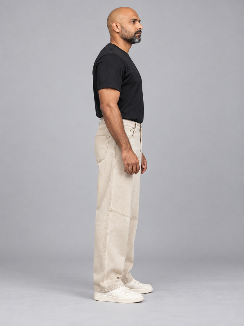 CITY SIGNAL Men's Crossline Panel Jean — Ecru, View 4