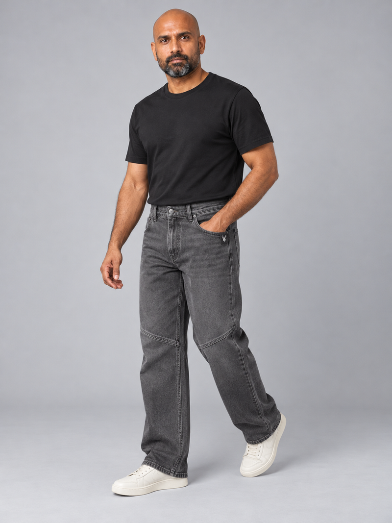 CITY SIGNAL Men's Crossline Panel Jean — Washed Charcoal, View 3