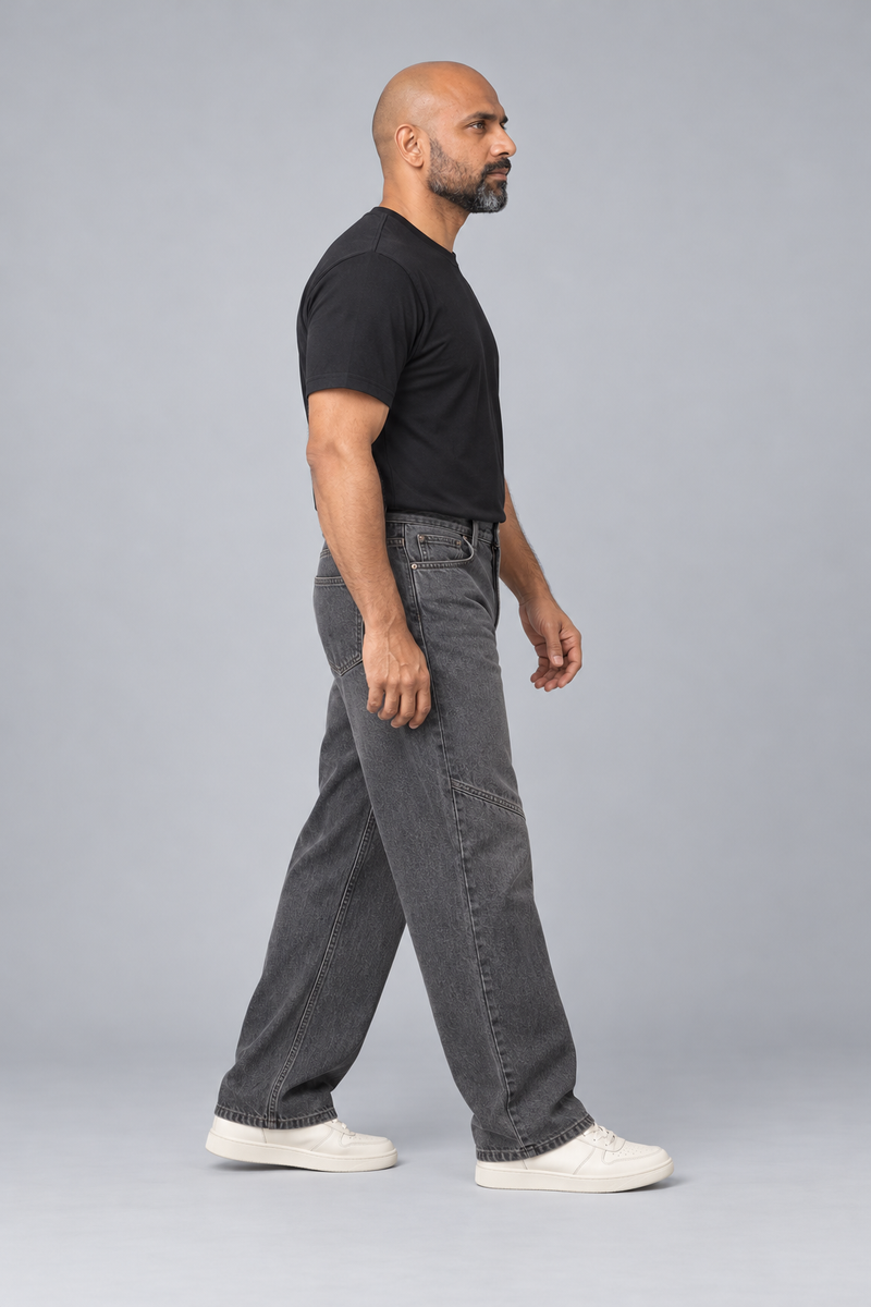 CITY SIGNAL Men's Crossline Panel Jean — Washed Charcoal, View 4