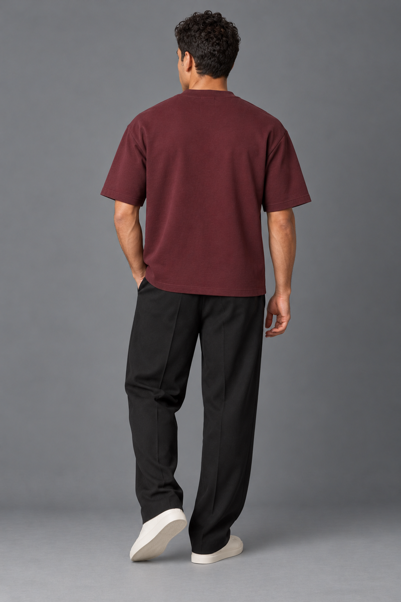 CITY SIGNAL Men's Block One Box Tee — Oxblood, View 2