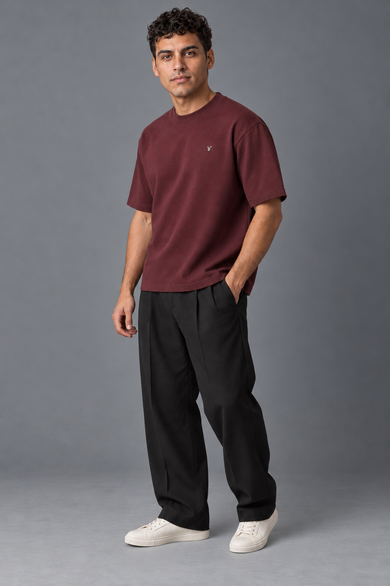 CITY SIGNAL Men's Block One Box Tee — Oxblood, View 3