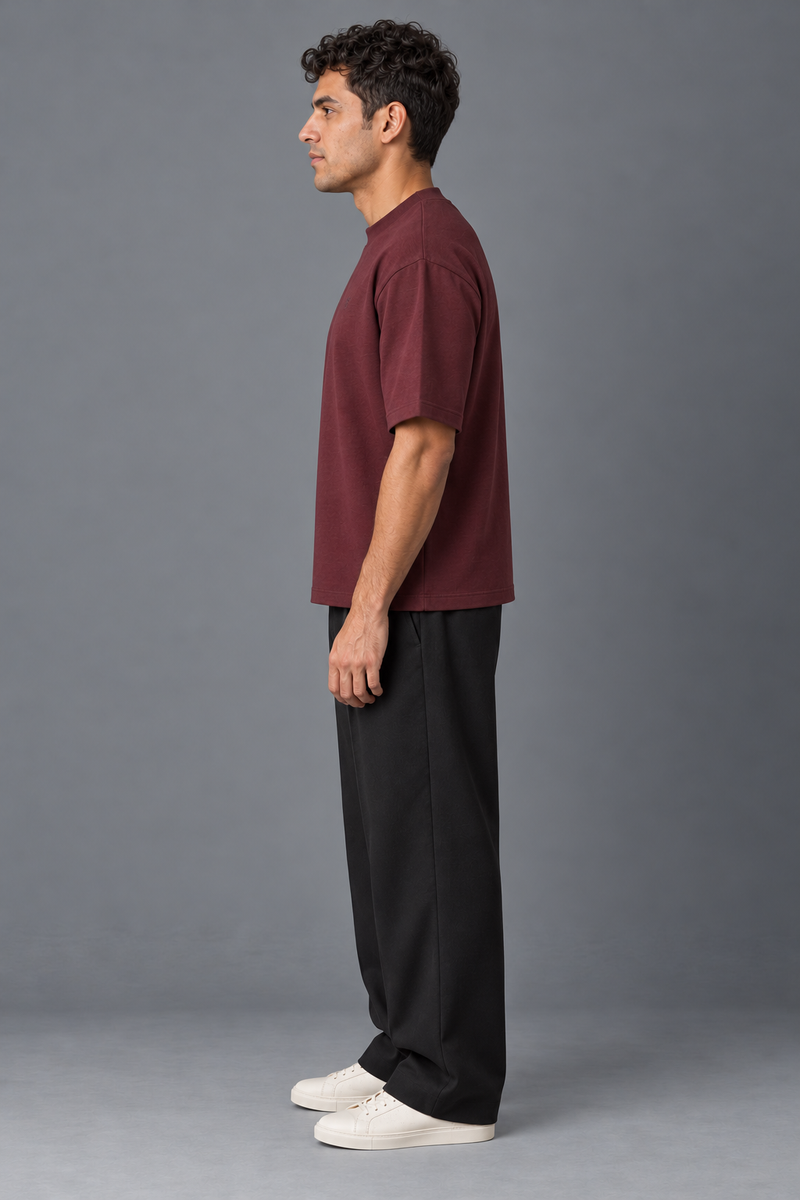 CITY SIGNAL Men's Block One Box Tee — Oxblood, View 4