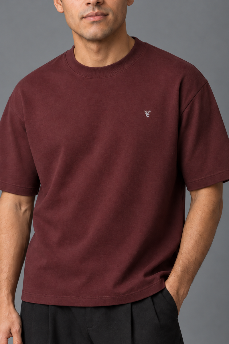CITY SIGNAL Men's Block One Box Tee — Oxblood, View 5