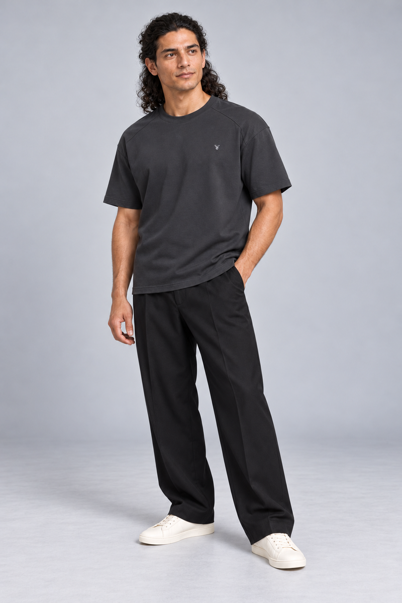 CITY SIGNAL Men's Crossline Panel Tee — Charcoal, View 3
