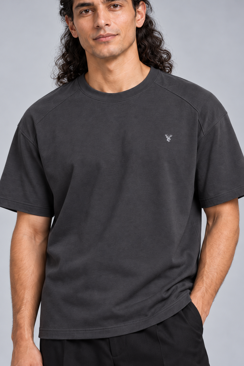 CITY SIGNAL Men's Crossline Panel Tee — Charcoal, View 5