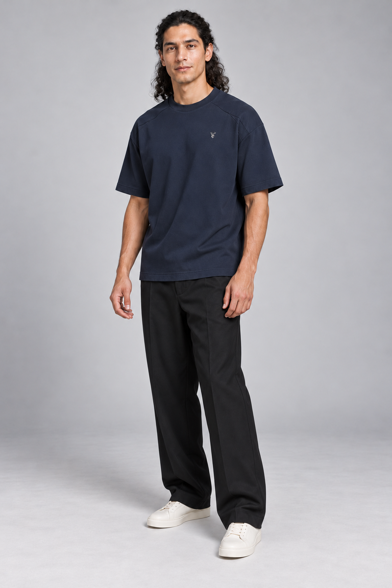 CITY SIGNAL Men's Crossline Panel Tee — Ink Navy, View 3