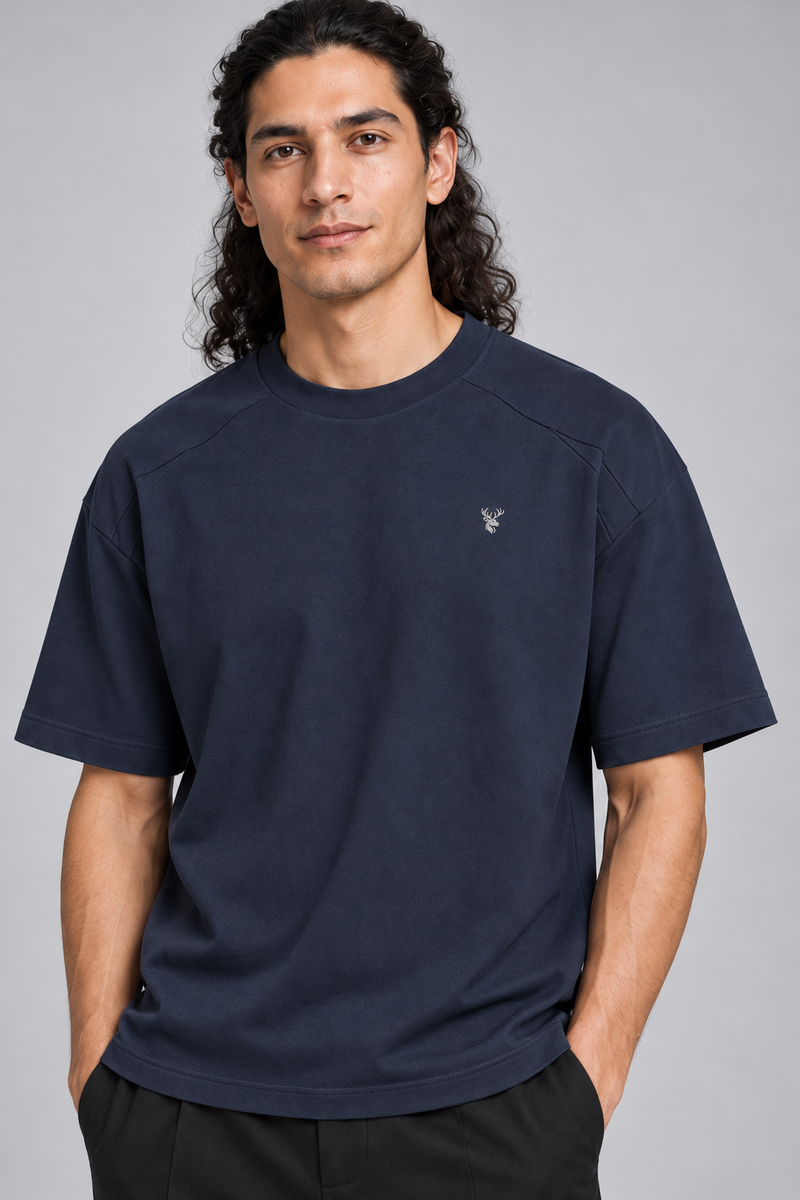 CITY SIGNAL Men's Crossline Panel Tee — Ink Navy, View 5