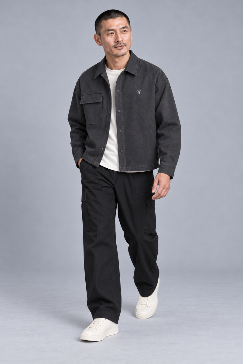 CITY SIGNAL Men's Transit Short Overshirt — Charcoal, View 3