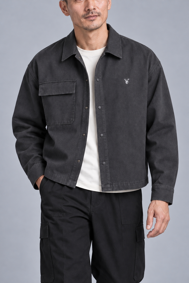 CITY SIGNAL Men's Transit Short Overshirt — Charcoal, View 5