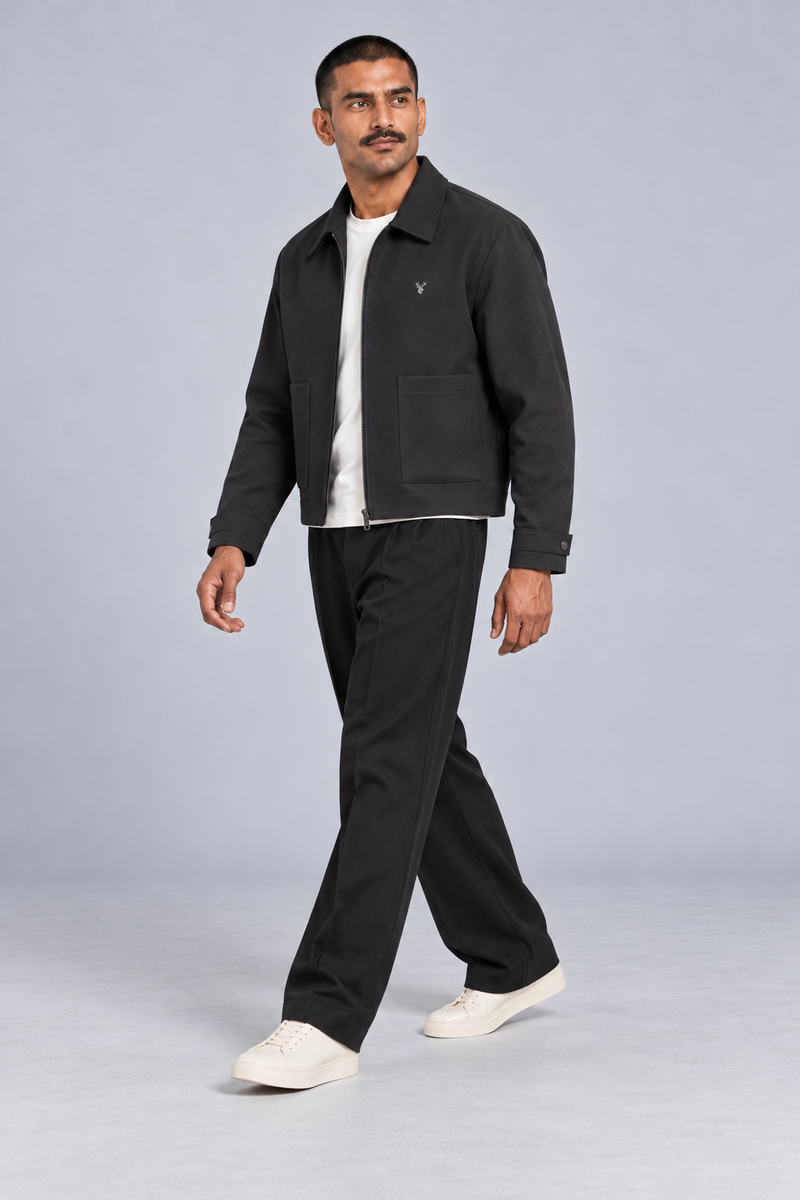 CITY SIGNAL Men's Platform Collar Jacket — Charcoal, View 3