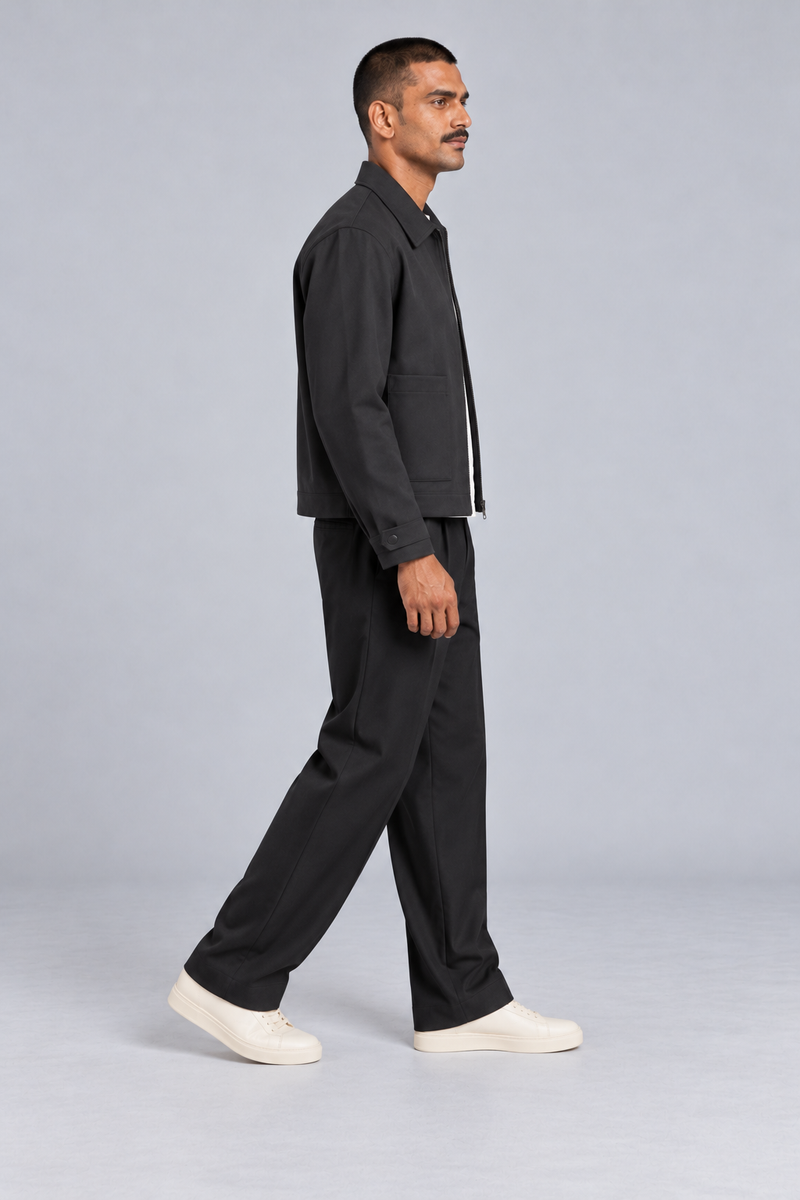 CITY SIGNAL Men's Platform Collar Jacket — Charcoal, View 4