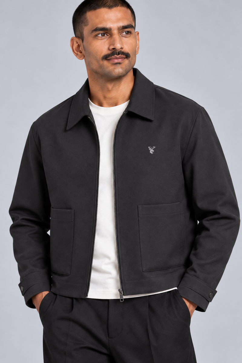 CITY SIGNAL Men's Platform Collar Jacket — Charcoal, View 5