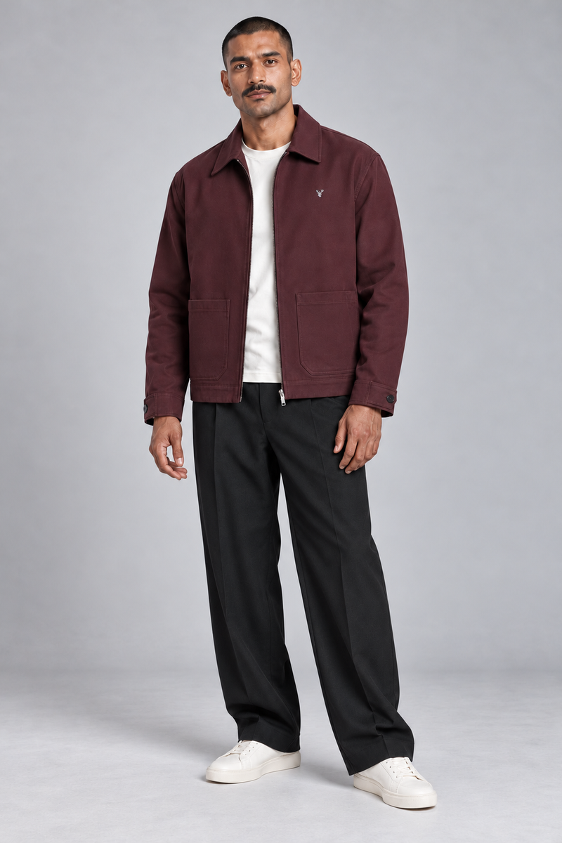 CITY SIGNAL Men's Platform Collar Jacket — Oxblood, View 3