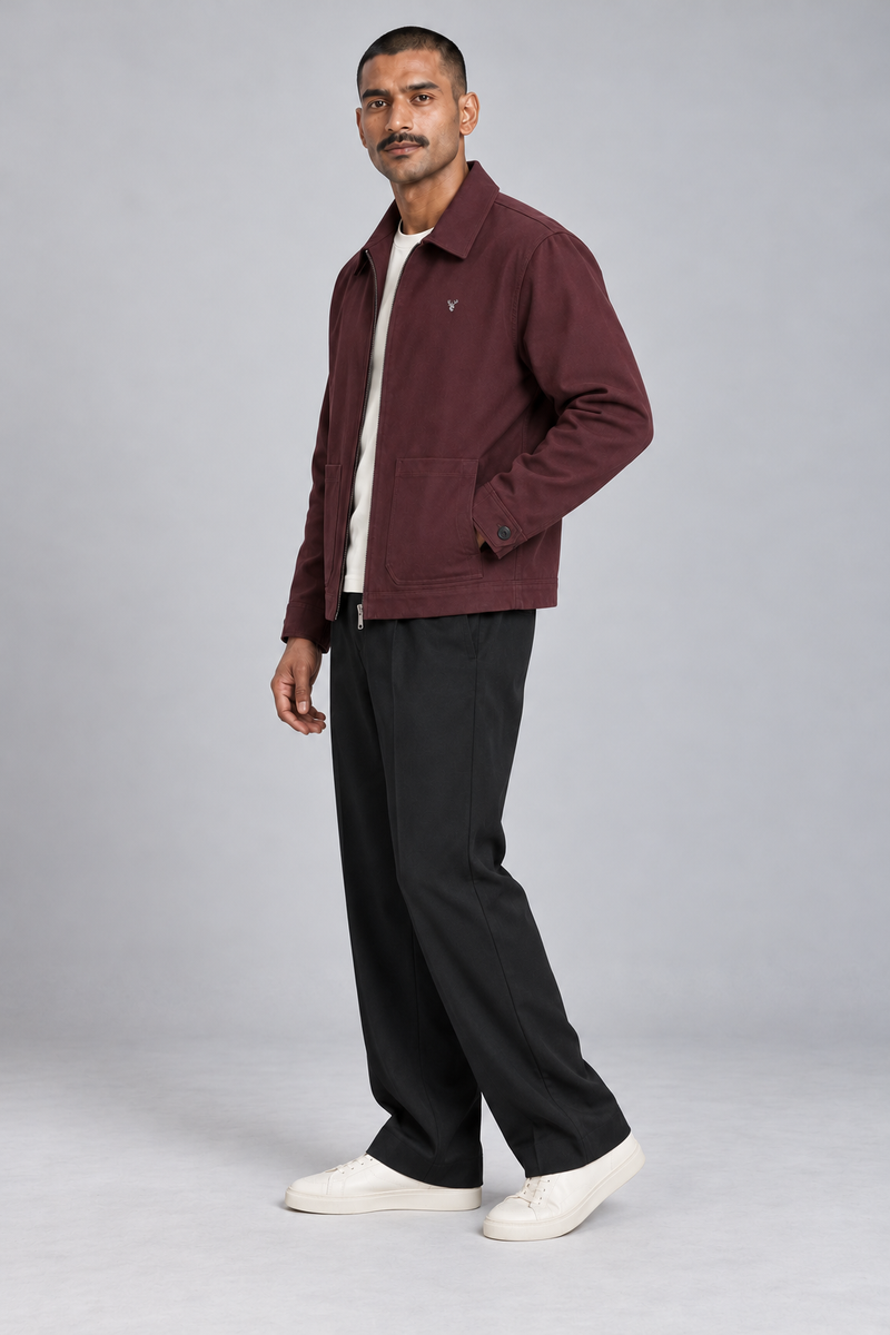 CITY SIGNAL Men's Platform Collar Jacket — Oxblood, View 4