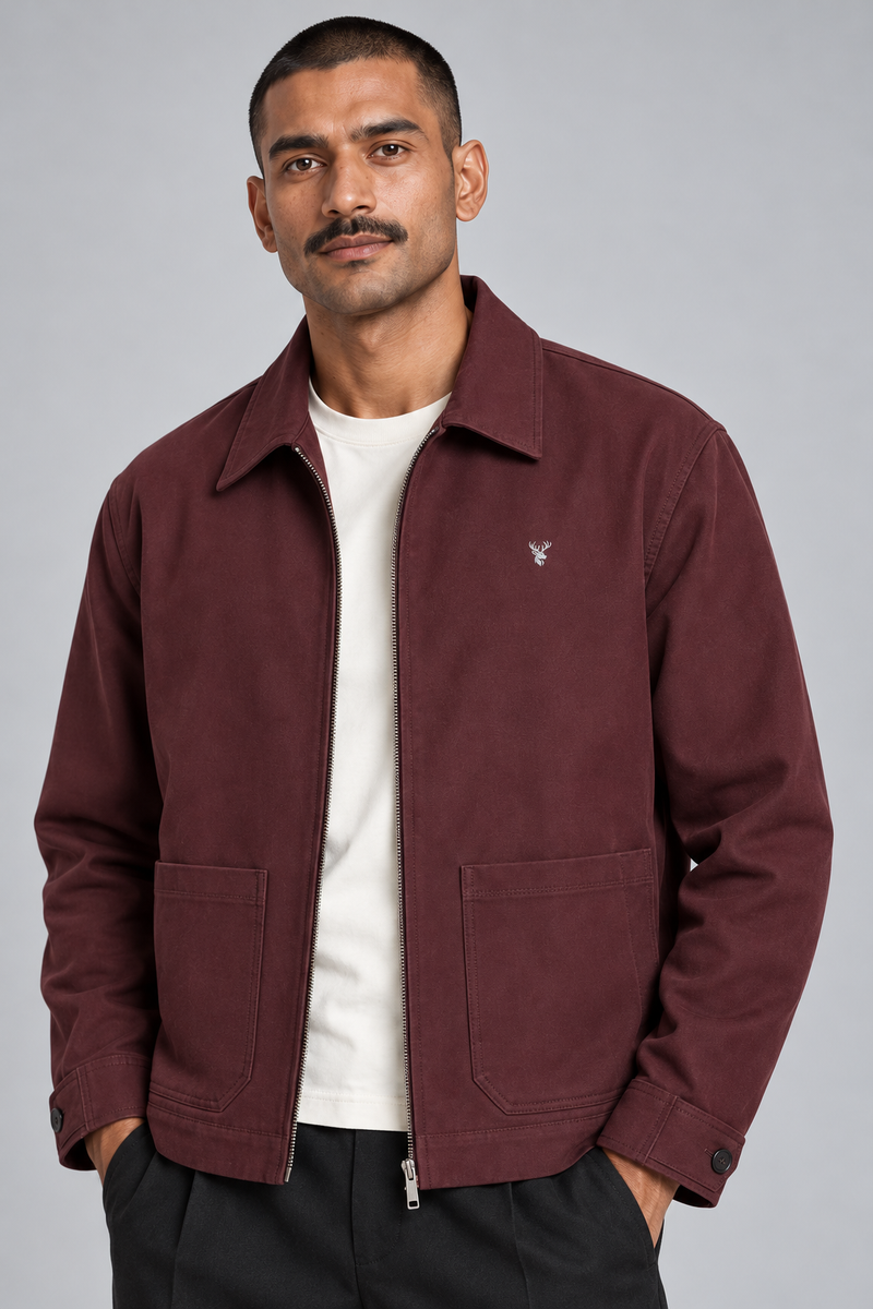 CITY SIGNAL Men's Platform Collar Jacket — Oxblood, View 5