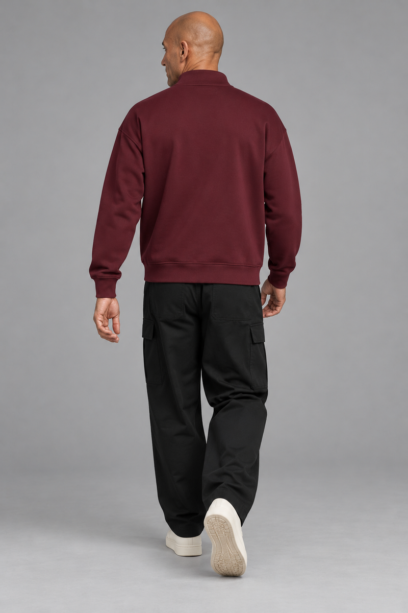 CITY SIGNAL Men's Axis Zip Sweat — Oxblood, View 2