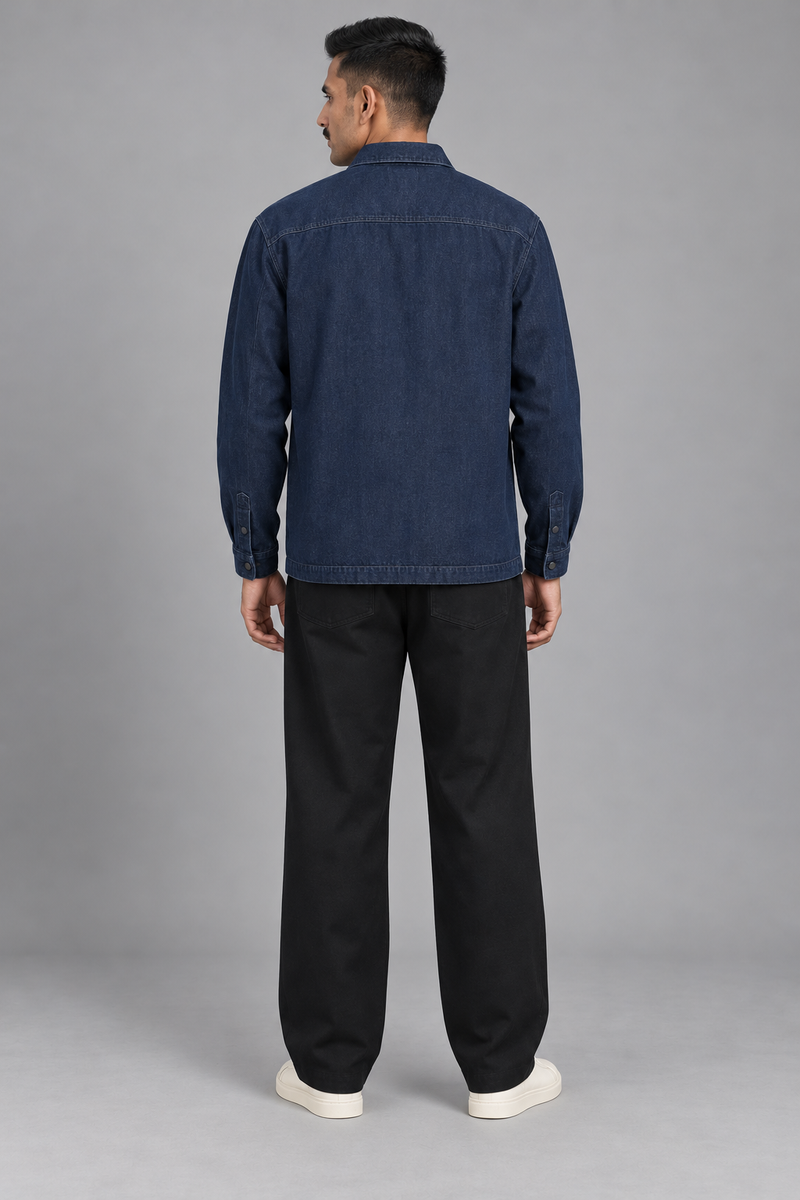 CITY SIGNAL Men's Crossline Denim Overshirt — Deep Indigo, View 2
