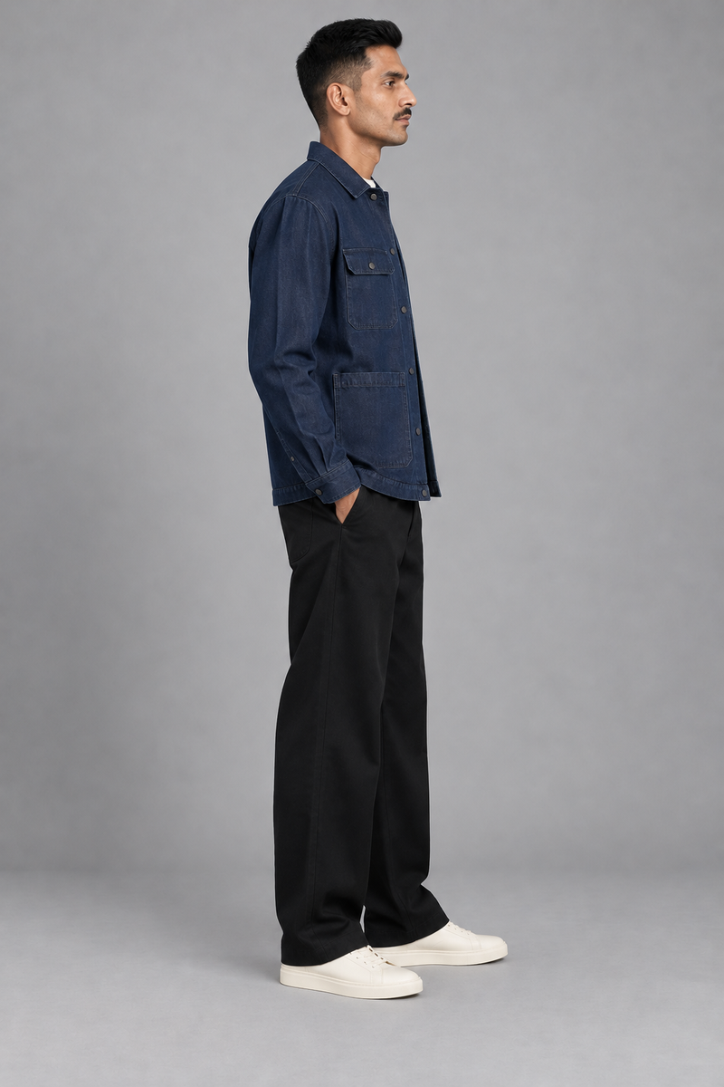 CITY SIGNAL Men's Crossline Denim Overshirt — Deep Indigo, View 4