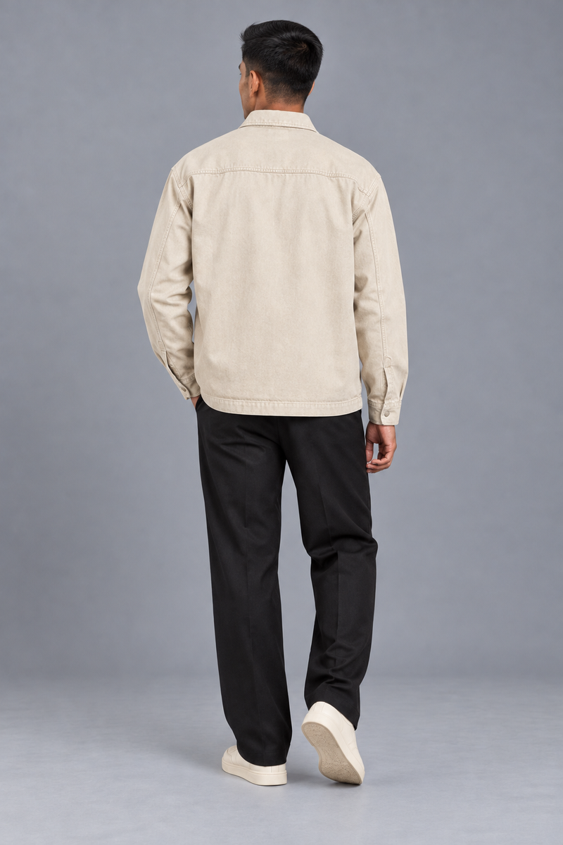 CITY SIGNAL Men's Crossline Denim Overshirt — Ecru, View 2