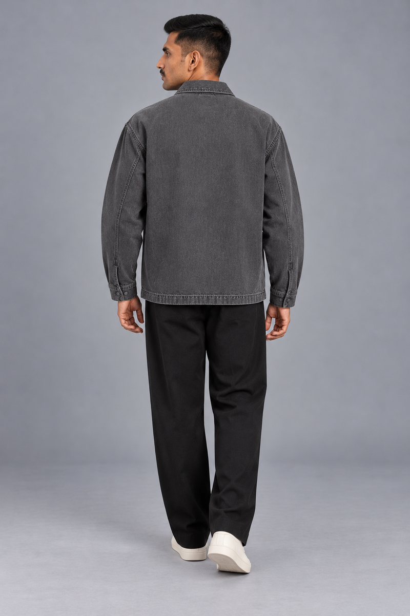 CITY SIGNAL Men's Crossline Denim Overshirt — Washed Charcoal, View 2