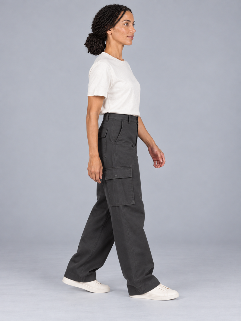 CITY SIGNAL Women's Transit Wide Cargo Trousers — Charcoal, View 4