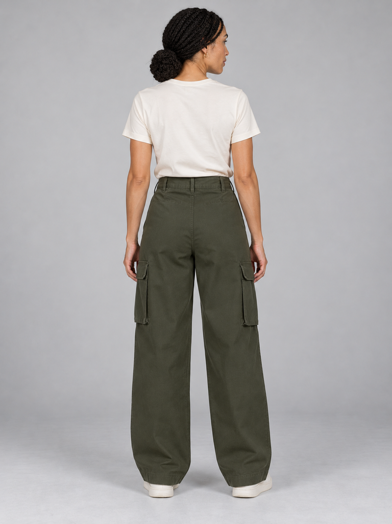 CITY SIGNAL Women's Transit Wide Cargo Trousers — Dark Olive, View 2