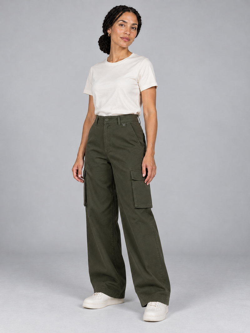 CITY SIGNAL Women's Transit Wide Cargo Trousers — Dark Olive, View 3