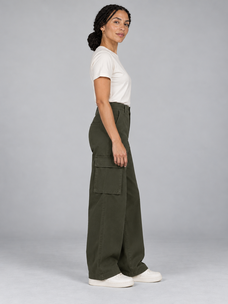 CITY SIGNAL Women's Transit Wide Cargo Trousers — Dark Olive, View 4