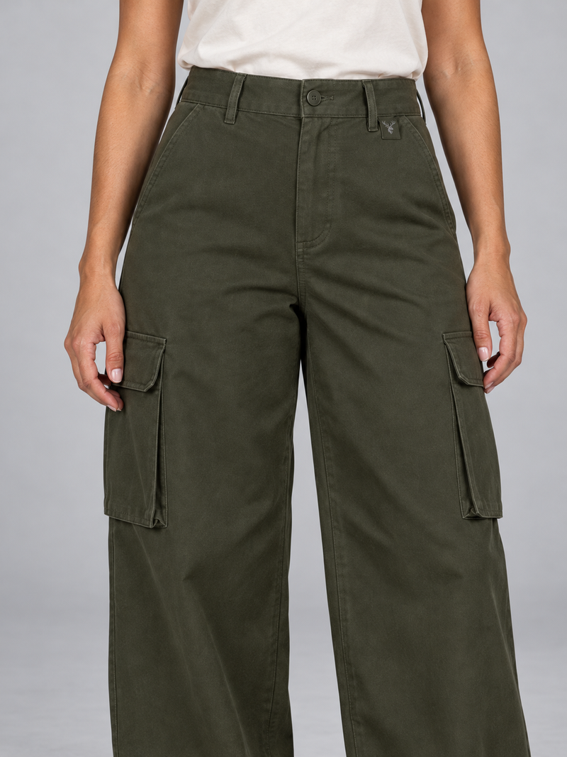 CITY SIGNAL Women's Transit Wide Cargo Trousers — Dark Olive, View 5