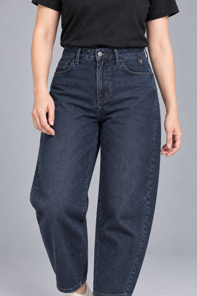 CITY SIGNAL Women's Arc Barrel Jean — Deep Indigo, View 5