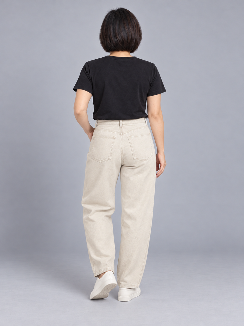 CITY SIGNAL Women's Arc Barrel Jean — Ecru, View 2