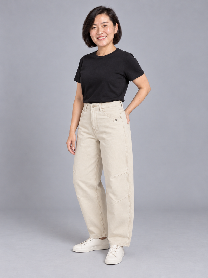 CITY SIGNAL Women's Arc Barrel Jean — Ecru, View 3