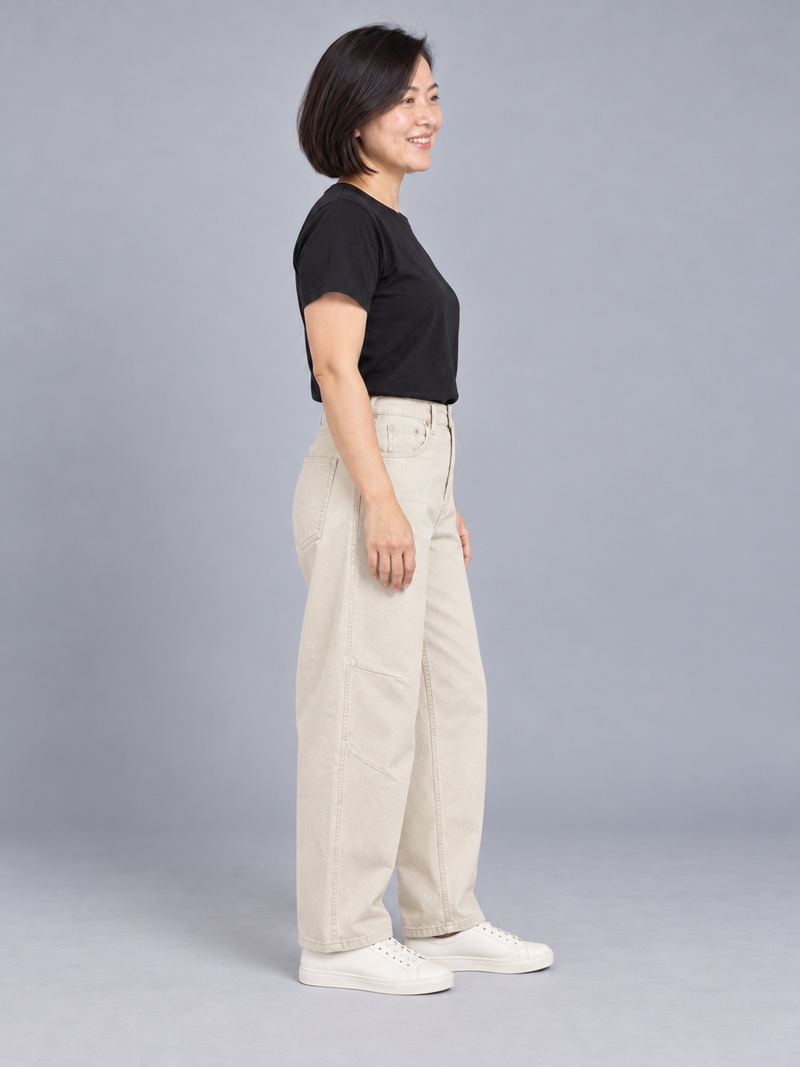 CITY SIGNAL Women's Arc Barrel Jean — Ecru, View 4