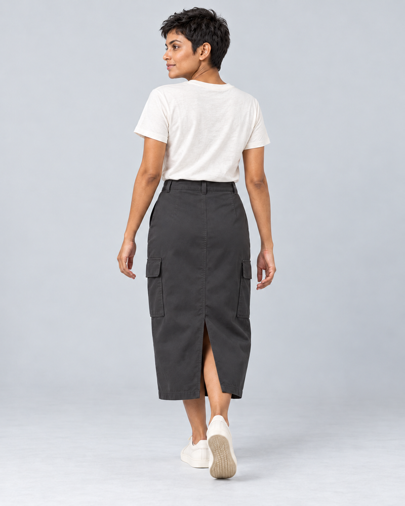 CITY SIGNAL Women's Transit Utility Midi Skirt — Charcoal, View 2