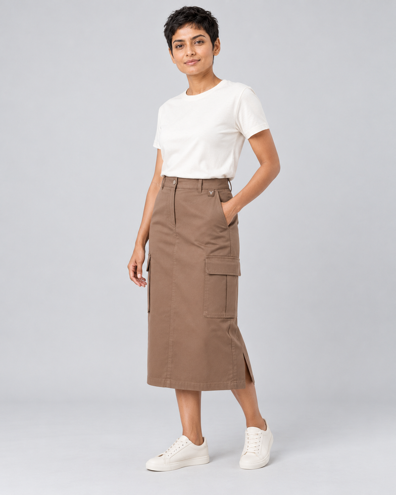 CITY SIGNAL Women's Transit Utility Midi Skirt — Clay, View 3