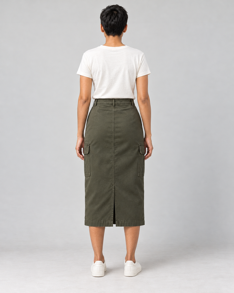 CITY SIGNAL Women's Transit Utility Midi Skirt — Dark Olive, View 2