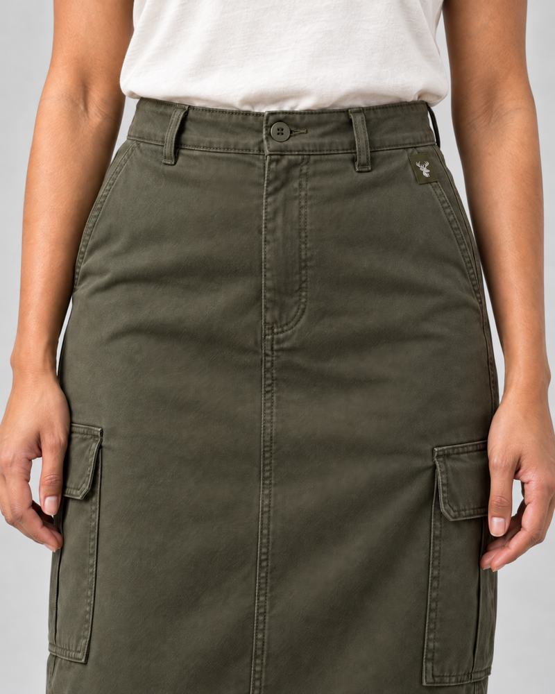 CITY SIGNAL Women's Transit Utility Midi Skirt — Dark Olive, View 5