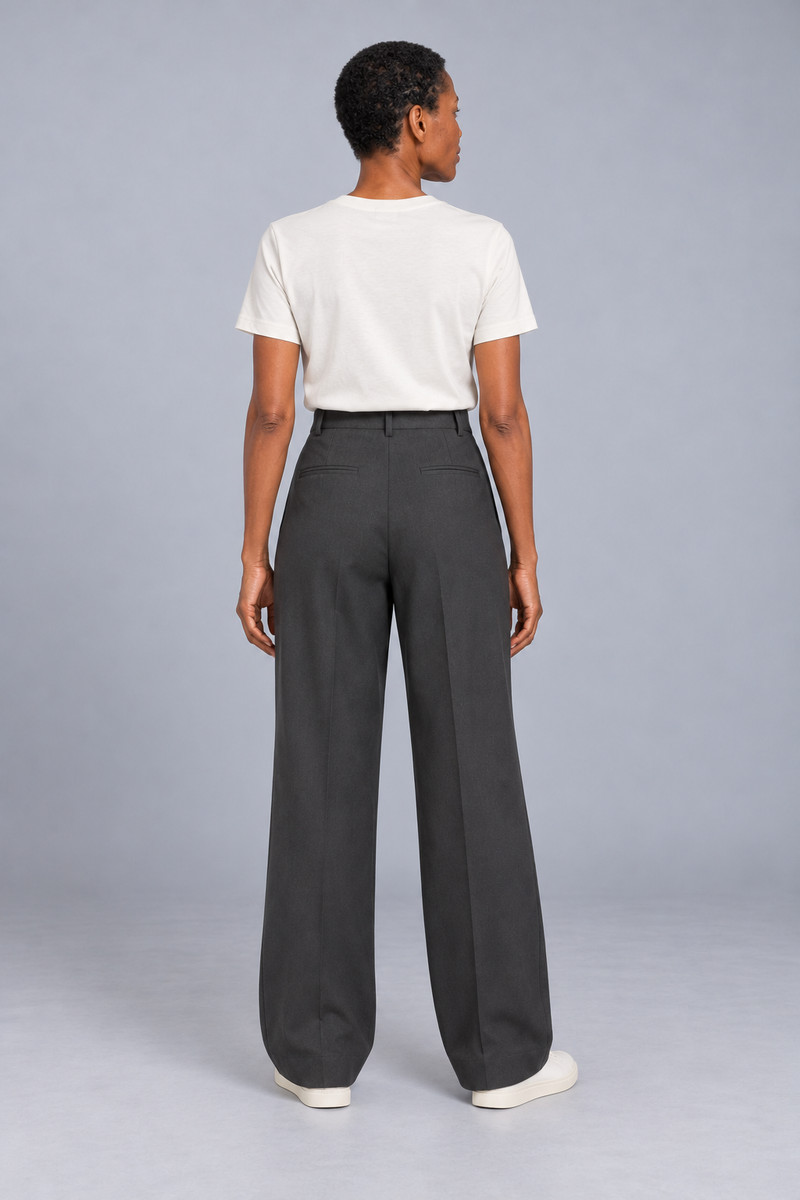 CITY SIGNAL Women's Platform Wide Pleat Trousers — Charcoal, View 2