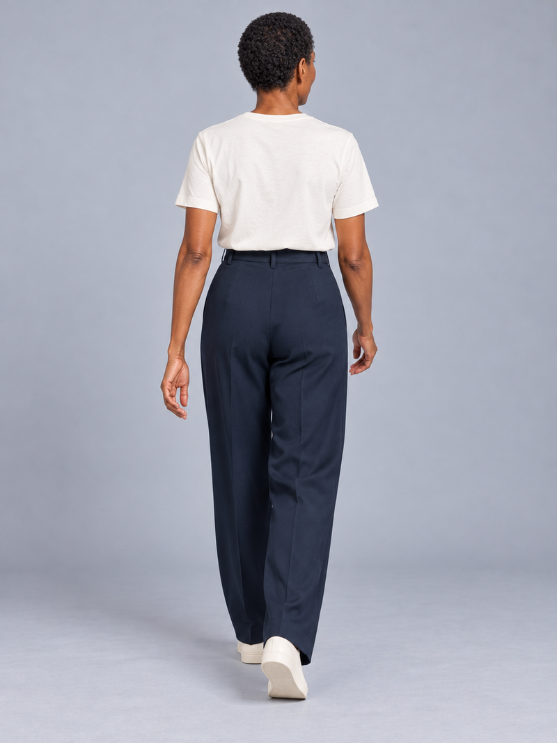 CITY SIGNAL Women's Platform Wide Pleat Trousers — Ink Navy, View 2