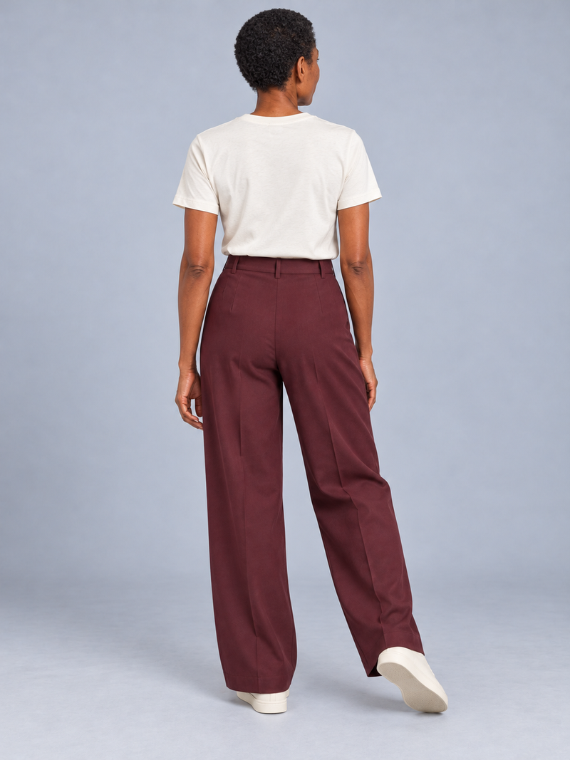 CITY SIGNAL Women's Platform Wide Pleat Trousers — Oxblood, View 2