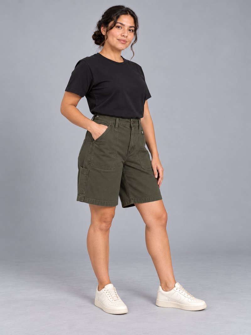 CITY SIGNAL Women's Workshop Long Short — Dark Olive, View 3