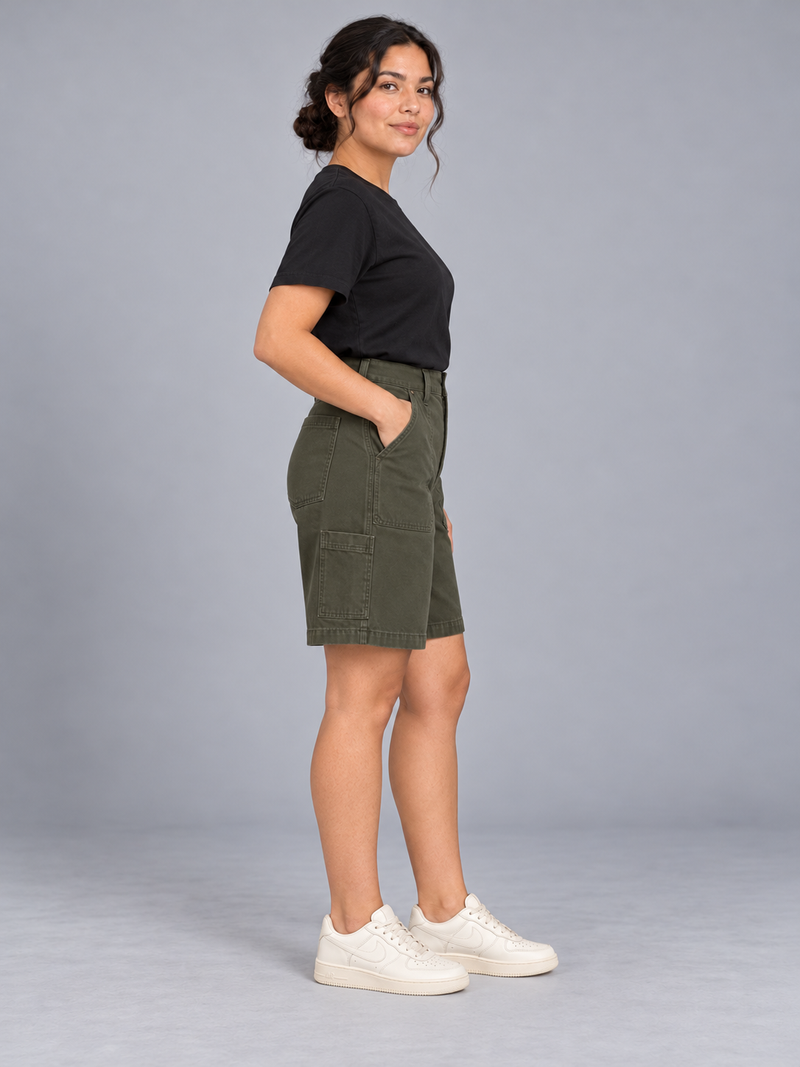 CITY SIGNAL Women's Workshop Long Short — Dark Olive, View 4