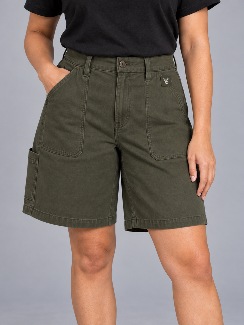 CITY SIGNAL Women's Workshop Long Short — Dark Olive, View 5