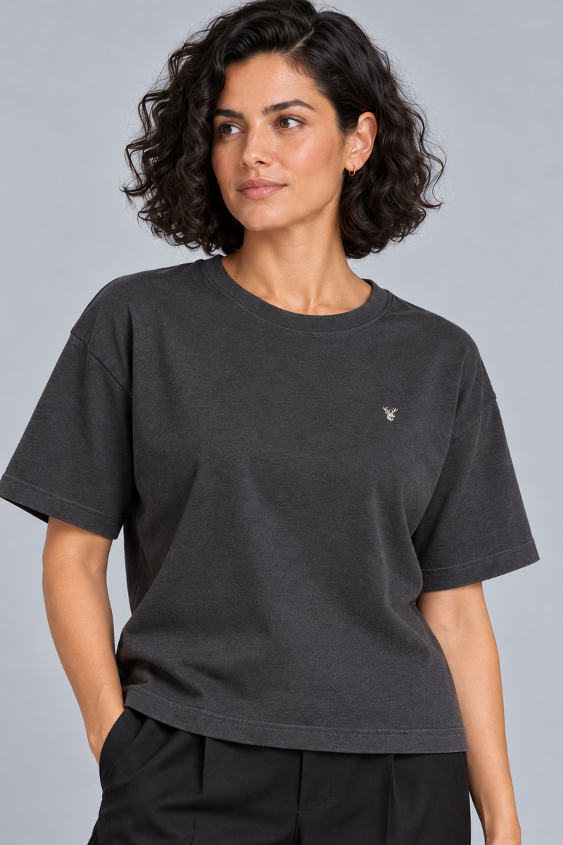 CITY SIGNAL Women's Block One Short Tee — Charcoal, View 5