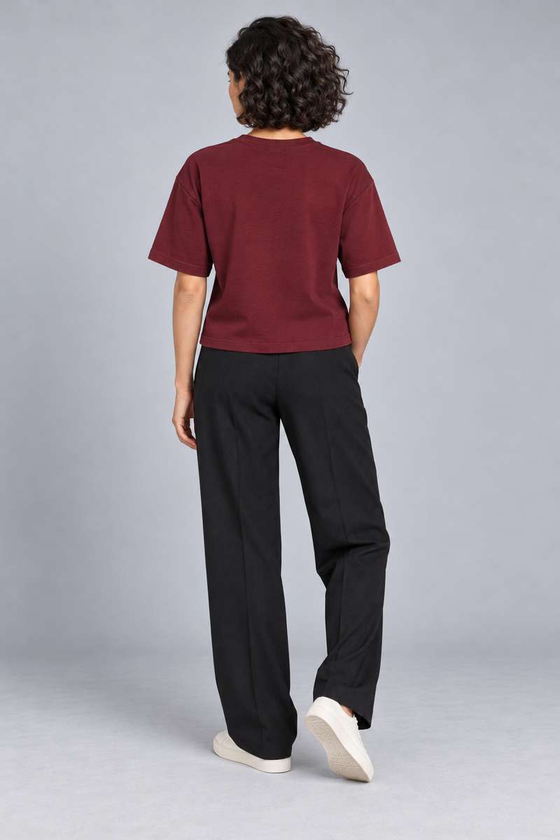 CITY SIGNAL Women's Block One Short Tee — Oxblood, View 2