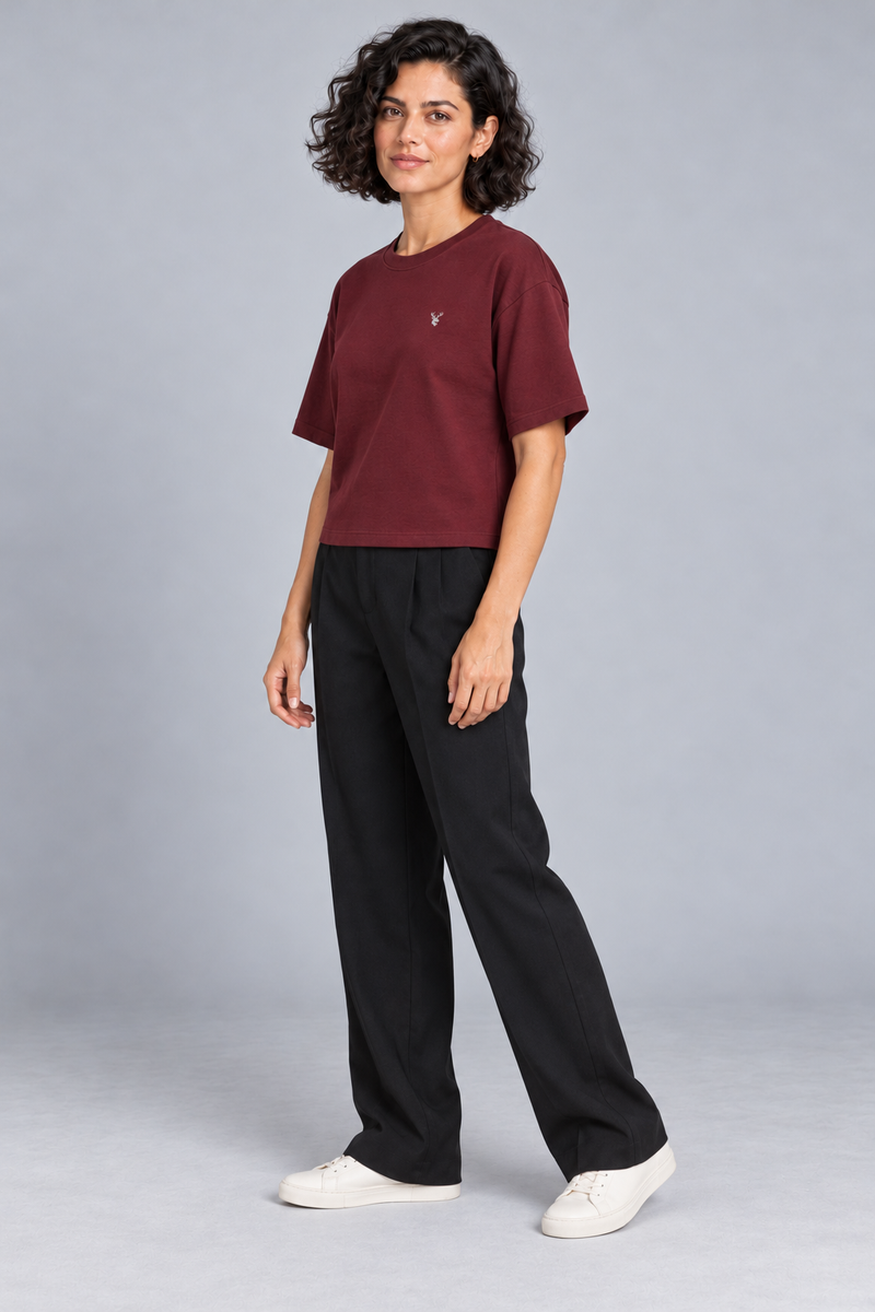 CITY SIGNAL Women's Block One Short Tee — Oxblood, View 3